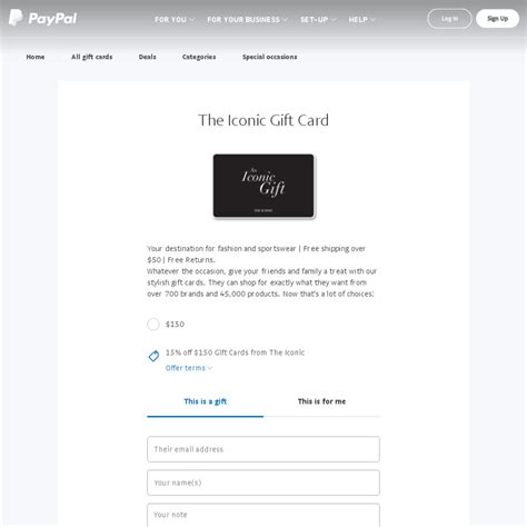 PayPal Digital Gifts.